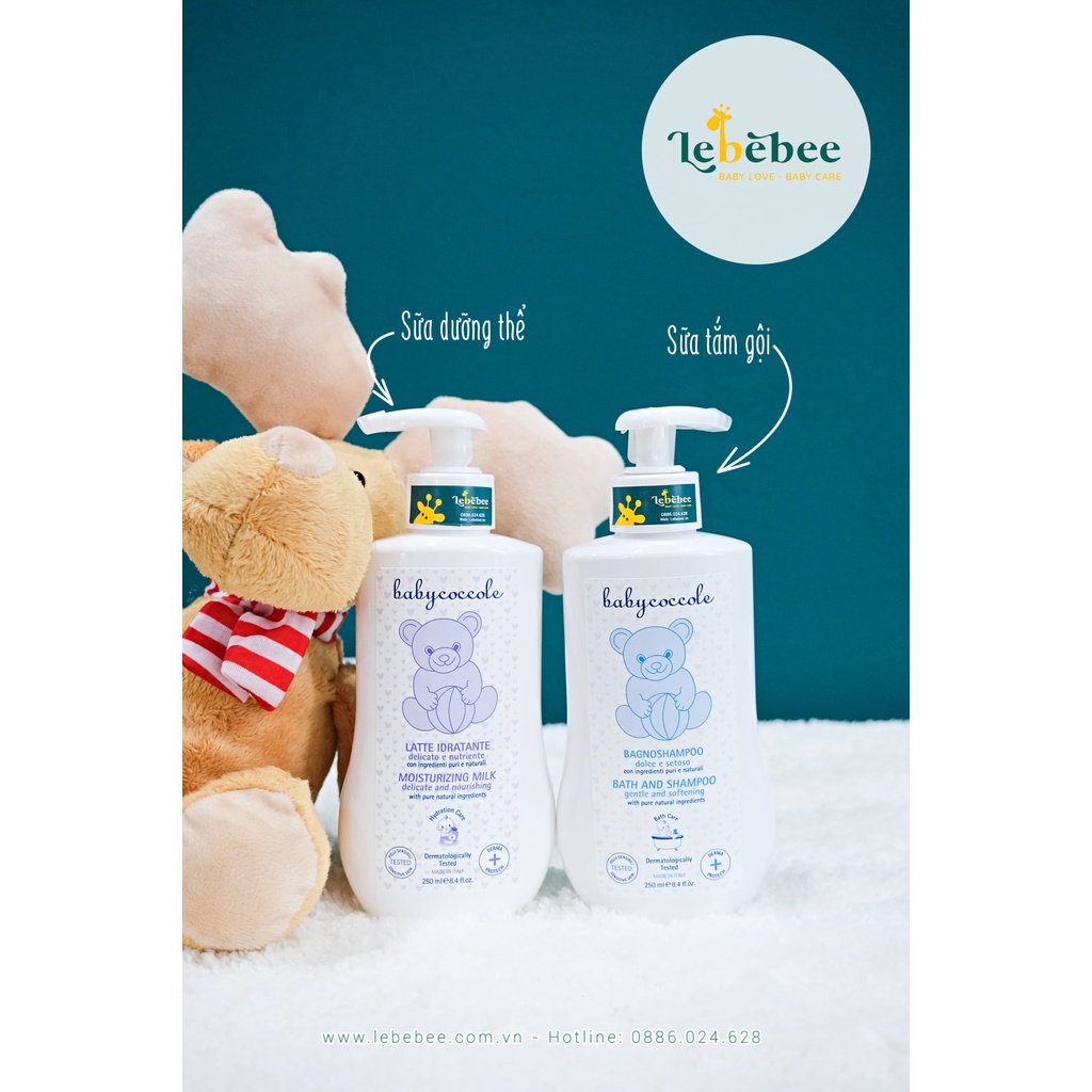 Sữa tắm gội cho bé Babycoccole 0M+ an toàn cho trẻ sơ sinh chiết xuất hoa sen 250ml