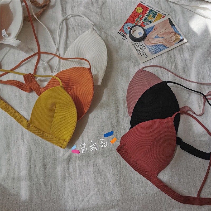 Áo Bra Cotton Dây Mảnh Cài Trước Nhiều Màu, Áo Lót Nữ Đan Dây Lưng Gợi Cảm [Ảnh Chụp Thật] - OB019