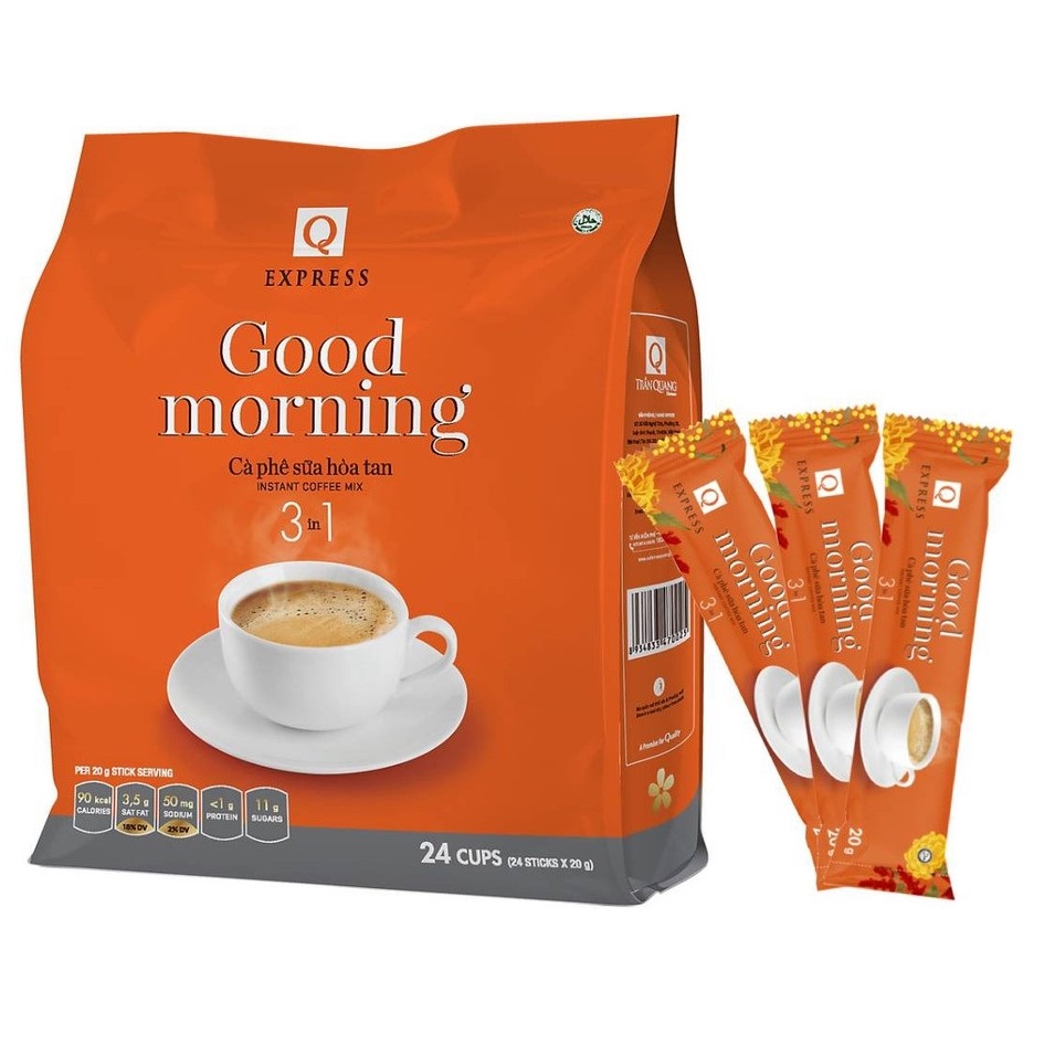 Cafe Good Morning cà phê sữa hòa tan Trần Quang bịch 24 gói x 20g