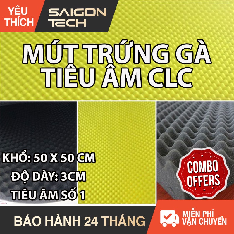 Mút trứng gà tiêu âm chuyên dụng, lọc, cách âm - Độ dày 3cm - 1 Tấm 50x50 cm - Màu đen - Màu vàng SGT