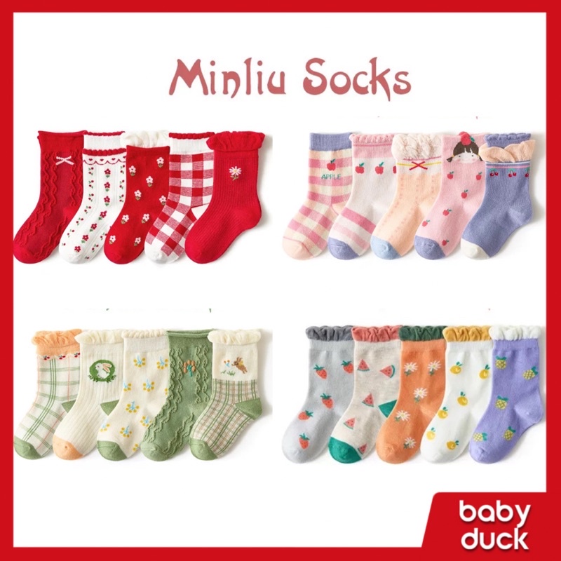 Combo 5 đôi tất/vớ bé gái cao cấp Minliu socks mẫu mới nhất, tất/vớ trẻ em