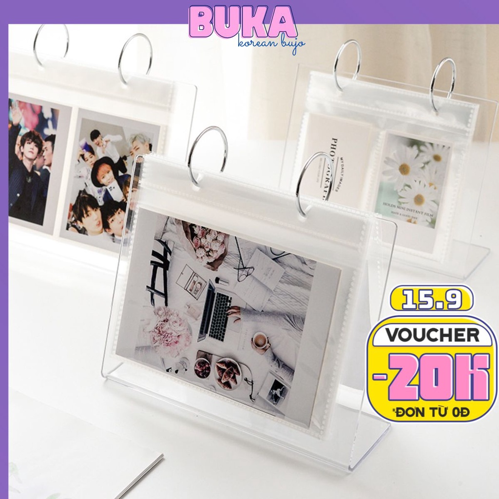 Album khung ảnh Buka để bàn trong suốt đựng ảnh Polaroid xinh xắn KT 16,5*13,5 SMA