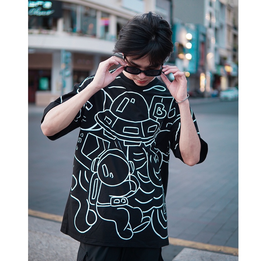 Áo thun tay lỡ form rộng in full Mitinline BLACKMIACK - Unisex nam nữ đều mặc được