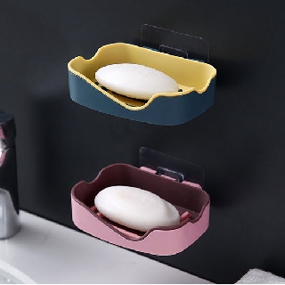 Khay đựng xà bông 🌟FREESHIP🌟 Hộp đựng xà phòng 2 lớp cao cấp dán tường nhà tắm, nhà vệ sinh nhiều màu sắc