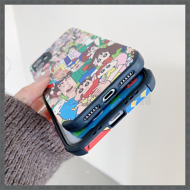 Ốp Điện Thoại Da Họa Tiết Crayon Shin-chan Cho iPhone 7 8 Plus X XS 11 XR 12 13 Pro Max