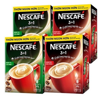Nescafé 3in1 cà phê rang xay hòa tan đậm đà hài hòa (Đỏ) / Đậm vị cà phê( Xanh) (Hộp 20 gói x 17g)
