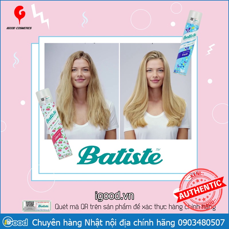 Dầu Gội Khô Batiste Dry Shampoo 200ml chính hãng UK