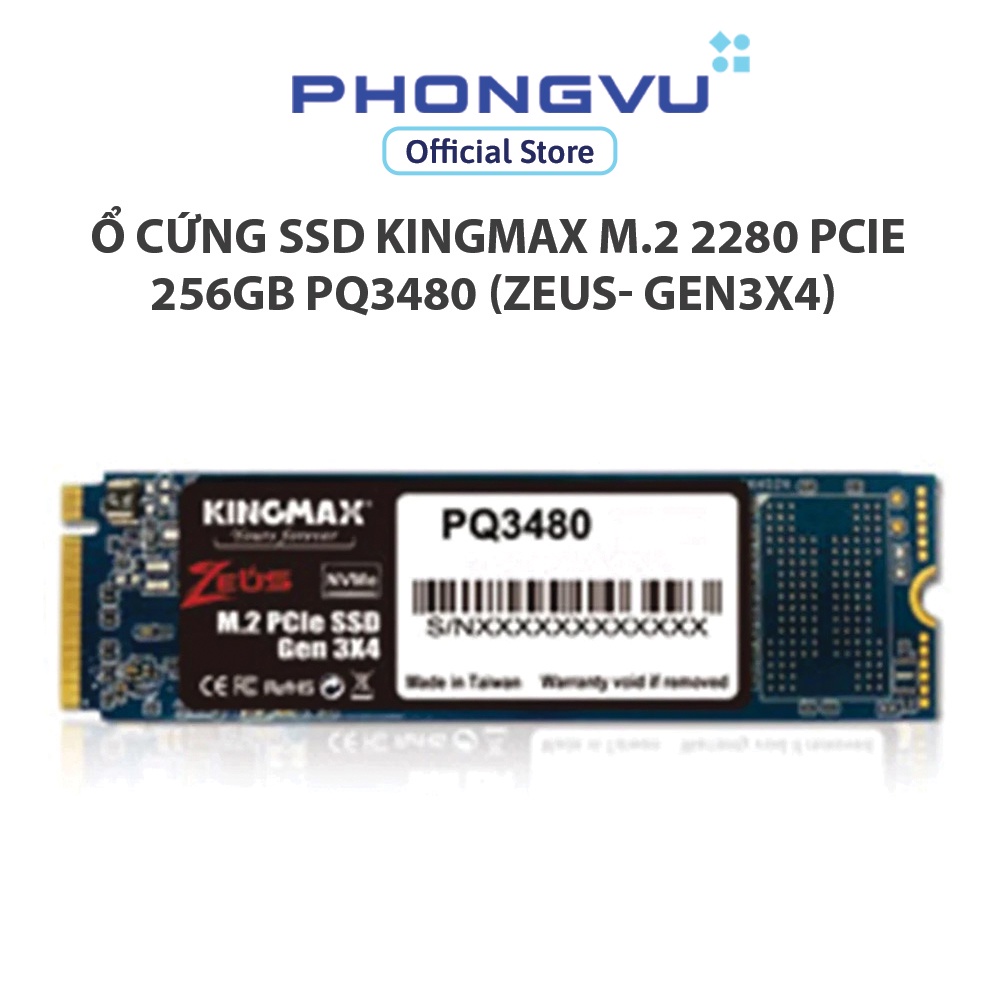 ổ cứng SSD Kingmax M.2 2280 PCIe 256GB PQ3480 (Zeus- Gen3x4) - Bảo hành 36 tháng