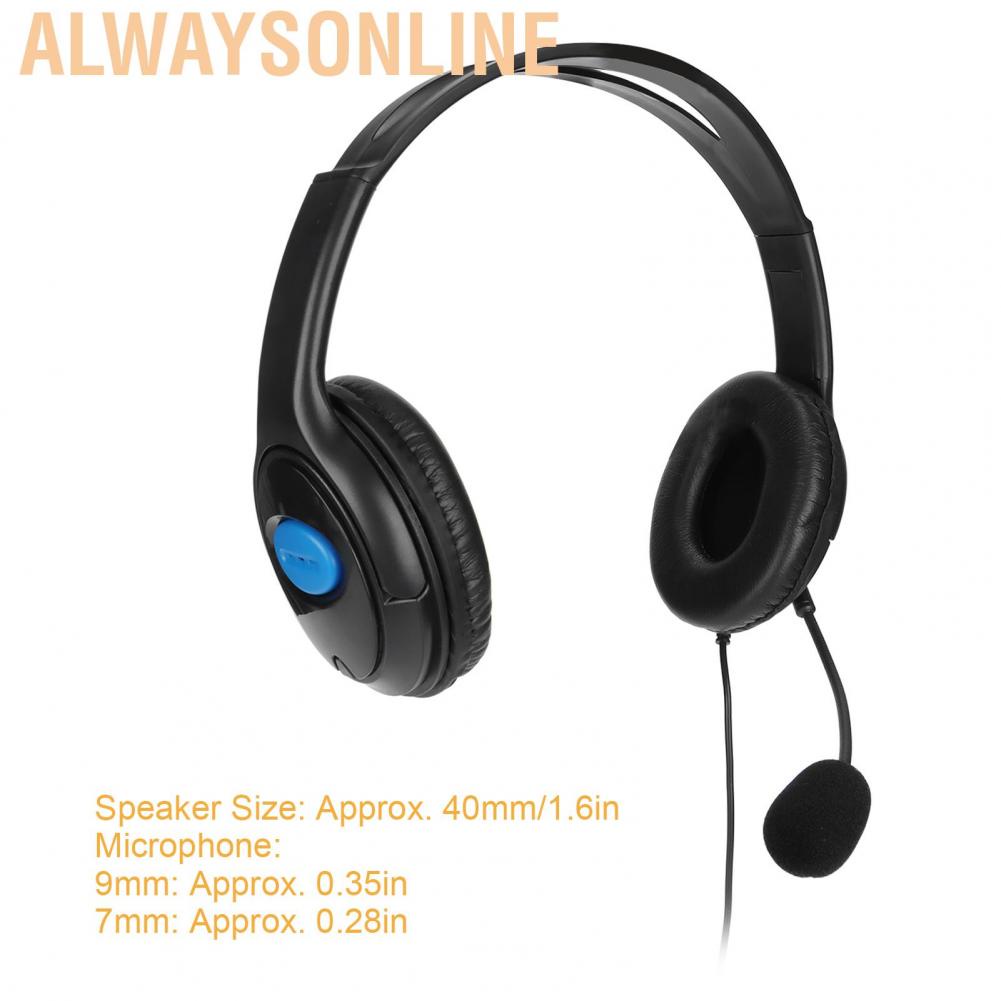 Alwaysonline Stereo Game Headphones Noise Cancelling Adjustable Microphone Mute with Mic for PC Black Blue