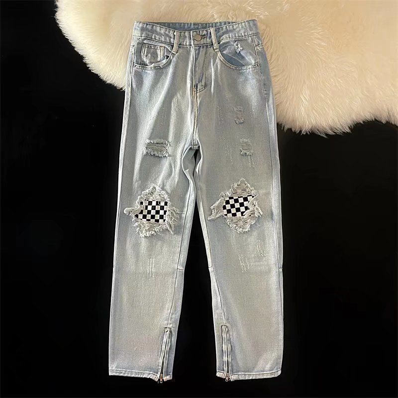 Quần Jeans Nam Có Khoá Kéo Phong Cách Hàn Quốc