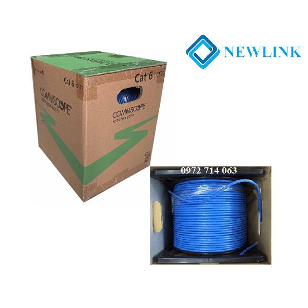 Cáp mạng Cat6 AMP (CommScope) UTP màu xanh 1427254-6 hoặc 1427071-6 có CO, CQ. Hàng chính hãng