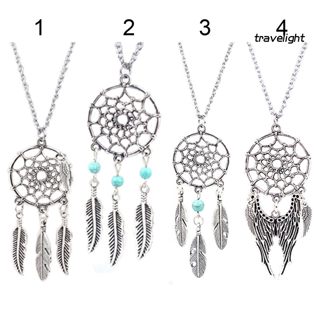 Vòng cổ Mặt Dreamcatcher Phối Lông Vũ Thời Trang Xinh Xắn Cho Nữ