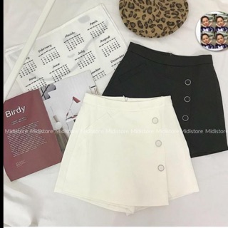 Quần sooc giả váy túi chéo 3 cúc bọc (8876)