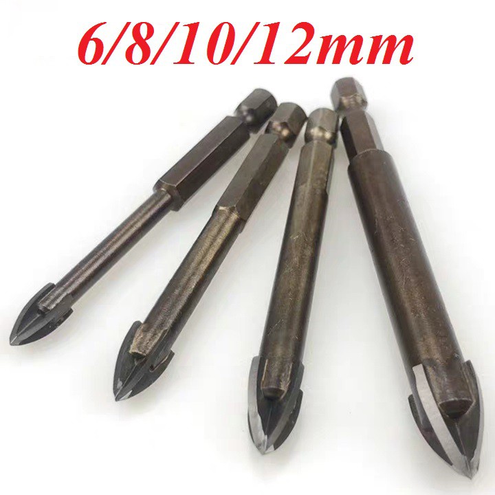 Bộ 4 mũi khoan gạch men, đá hoa,... chuôi lục giác kích cỡ 6, 8, 10, 12 MŨI KHOAN ĐA NĂNG.