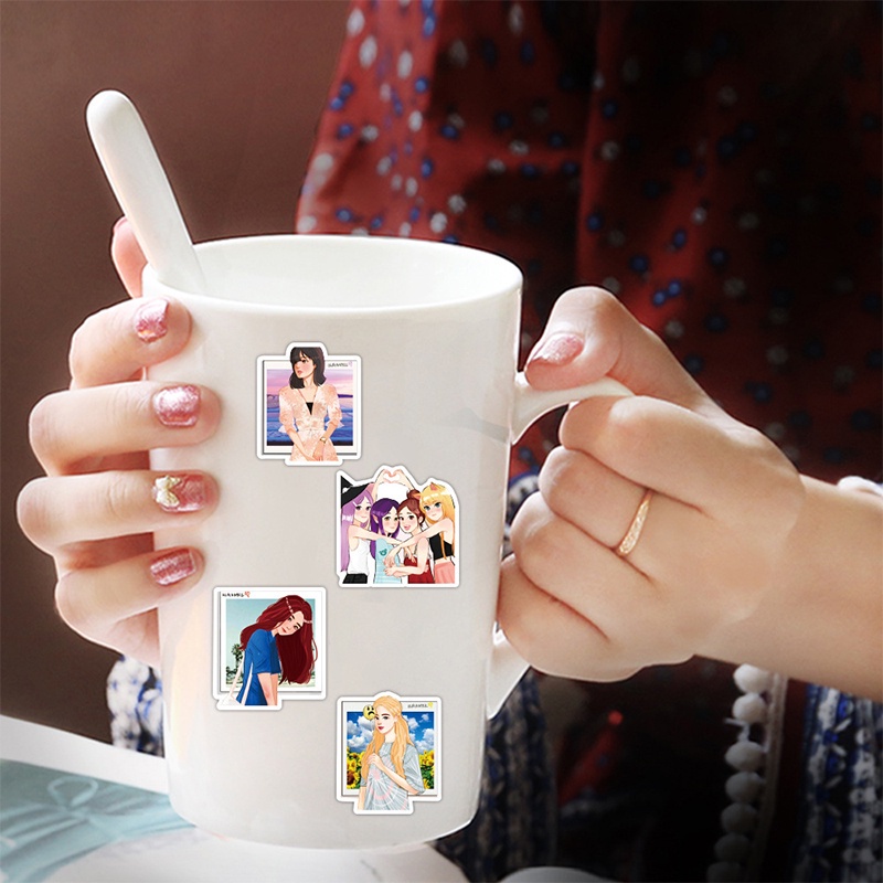 Bộ 50 miếng dán nhóm nhạc kpop Blackpink mặt nhám chống thấm nước trang trí laptop