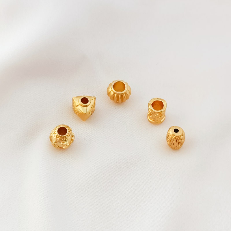 Bộ 10 Hạt Xỏ Lỗ Tròn Màu Vàng 18K Làm Trang Sức Thủ Công DIY
