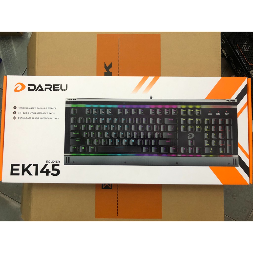 Bàn phím cơ DareU EK145 Brown switch LED 7 màu chia theo vùng