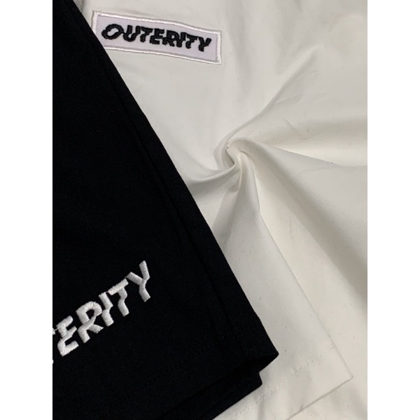 Quần Short Kaki Local Brand In Chữ OUTERITY màu đen trắng form unisex phong cách Ulzzang - Gin Store