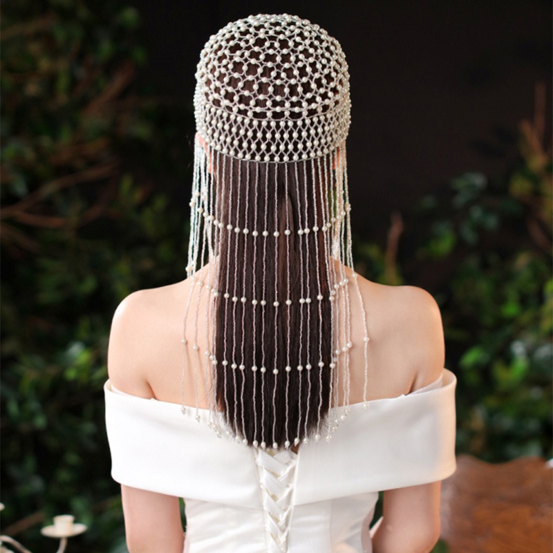 Han Mũ Lưỡi Trai Rỗng Đính Ngọc Trai Độc Đáo Cho Tiệc Tùng Gatsby