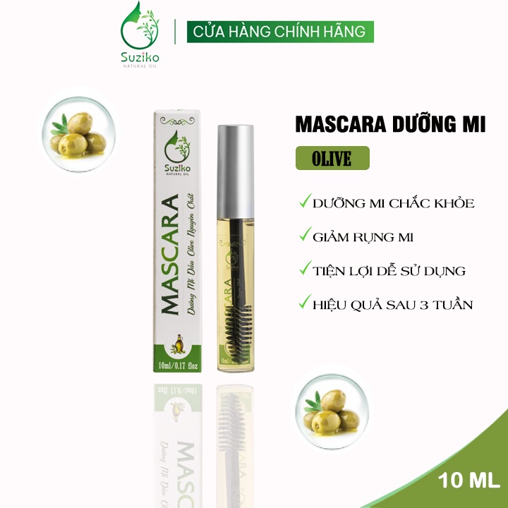 Mascara SUZIKO dầu oliu thiên nhiên dưỡng mi chắc khỏe ngăn ngừa tình trạng rụng mi 10ml