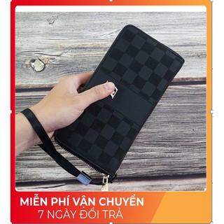 Ví dài cầm tay lv pu cao cấp logo đúc khoá zip, ví dài lv.