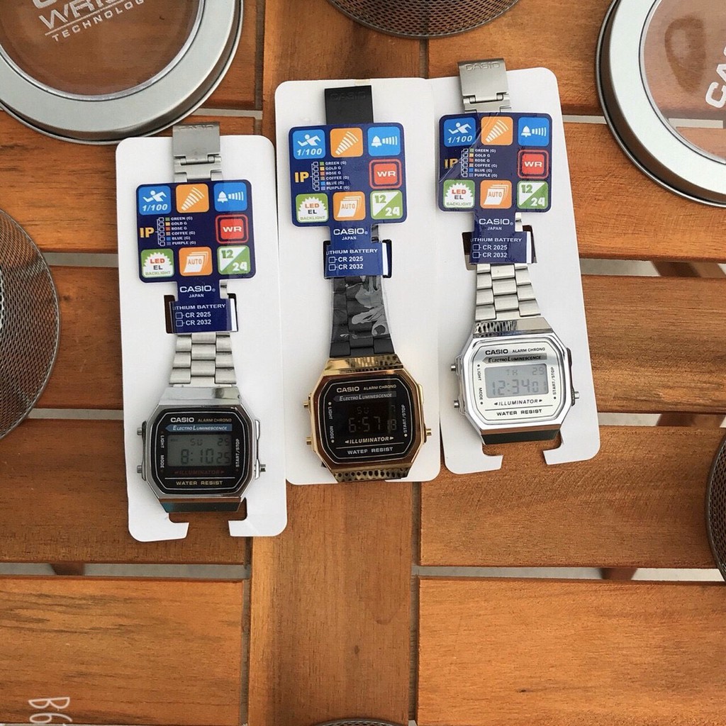 Đồng hồ điện tử nam nữ 💖𝑭𝑹𝑬𝑬𝑺𝑯𝑰𝑷💖 dây thép không gỉ Casio A168 vintage - Full box thiếc chính hãng | BigBuy360 - bigbuy360.vn