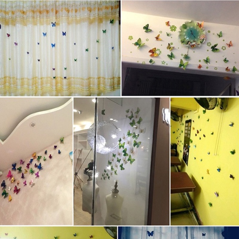 Set 12 Sticker Dán Tường Hình Bướm 3d Dùng Để Trang Trí Phòng Bé