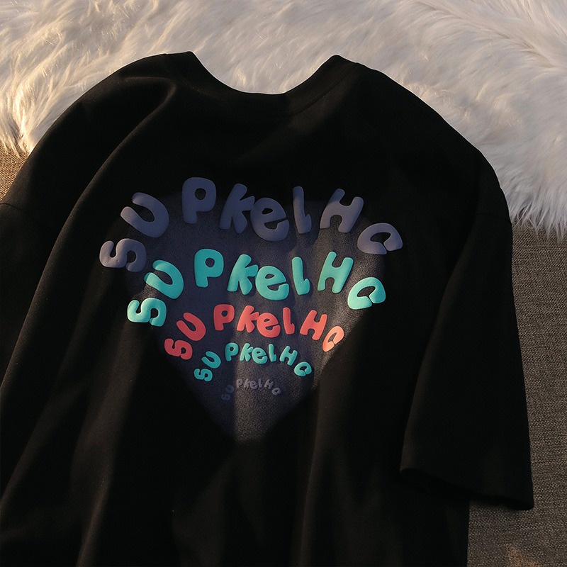 NRVP Áo Thun Mùa Hè Tay Cộc Oversize In Họa Tiết Phong Cách Hàn Quốc Cho Nam / Nữ