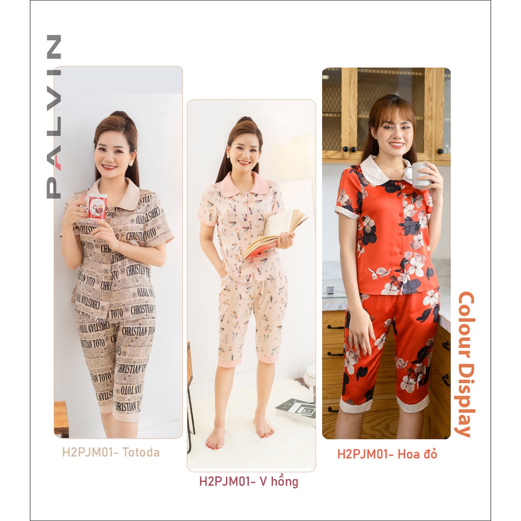 Đồ bộ pijama nữ PALVIN, bộ mặc nhà pijama, họa tiết thời trang, bóng nhẹ - H2PJM01