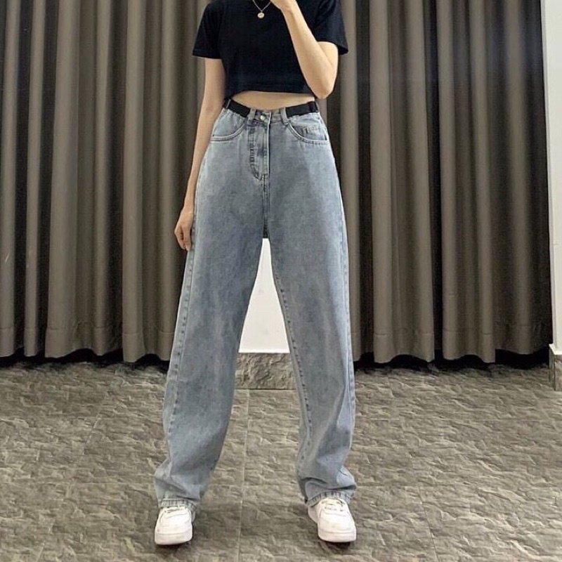 [Mã 12FASHIONSALE1 giảm 10K đơn 50K] Quần Jean Ống Rộng GÀI EO Ulzzang Unisex Hot hit