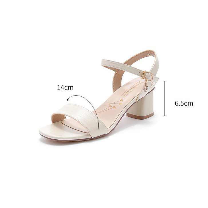 Sandal quai ngang DUSTO da mềm, gót 6.5cm (có sẵn)