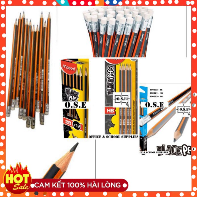 [Mã DUCT30KHP giảm 20%] bút chì hb2 Maped chính hãng gỗ tự nhiên than hoạt tính Hải Phòng