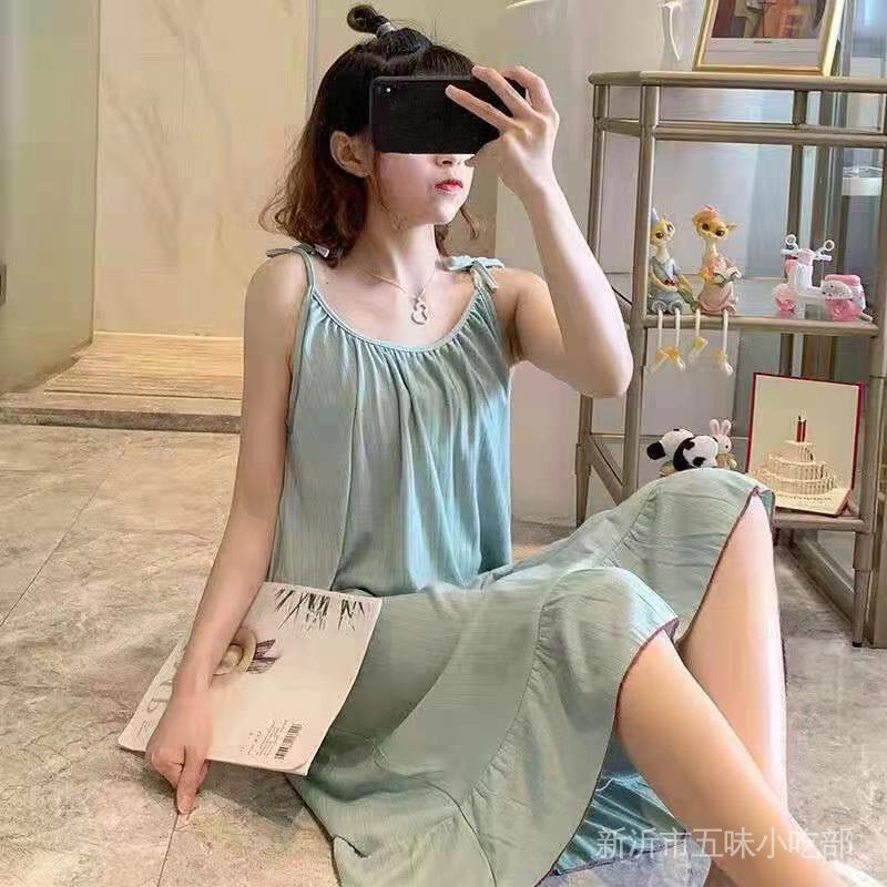 Đầm Ngủ Hai Dây Dáng Dài Phong Cách Nhật Bản Dễ Thương Thời Trang Xuân Hè Cho Nữ