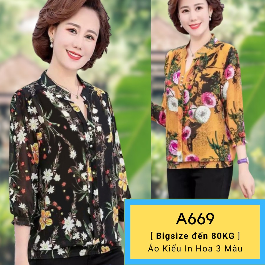 Áo Trung Niên A668 - Kiểu Áo Voan 2 Lớp | Thời Trang Quý Bà Rất Trang Nhã | Thời Trang Nữ Tuổi Trung Niên U40 U50 U60