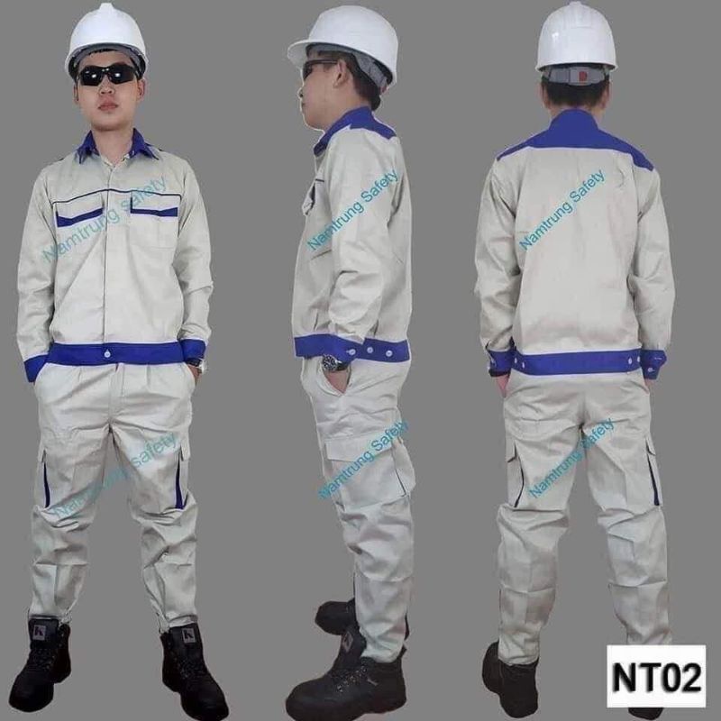 Quần áo bảo hộ may kỹ vải kaki dày dặn không bai nhão cho kỹ sư, giám sát, công nhân BHH - M02