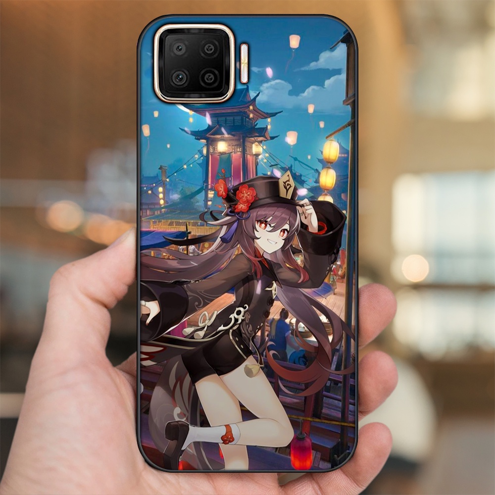 Ốp lưng Oppo A73, A93 4G viền đen in hình Hutao Genshin Impact