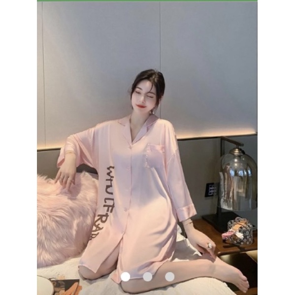 ĐẦM MẶC NGỦ PIJAMA LỤA QC HT3414