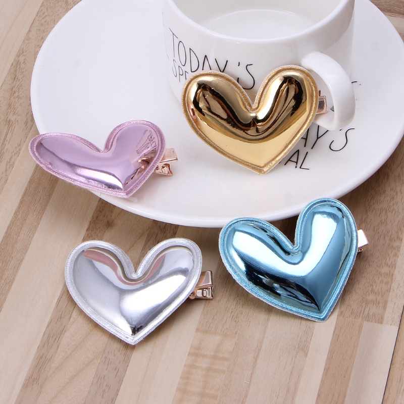 Set 4 Kẹp Tóc Da PU Mềm Mại Thời Trang Cho Bé Gái