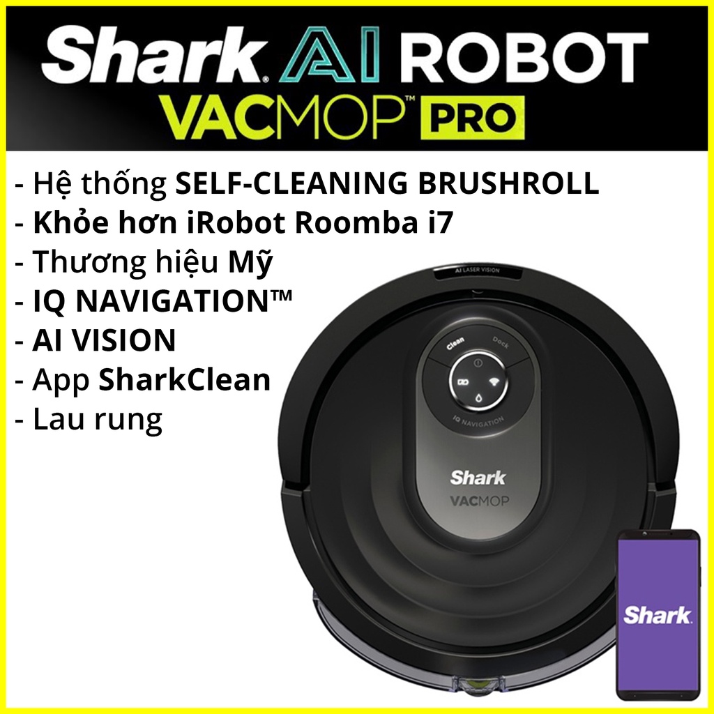 [MỚI] Robot hút bụi SHARK AI VACMOP PRO R201WD hút bụi lau nhà hàng Mỹ