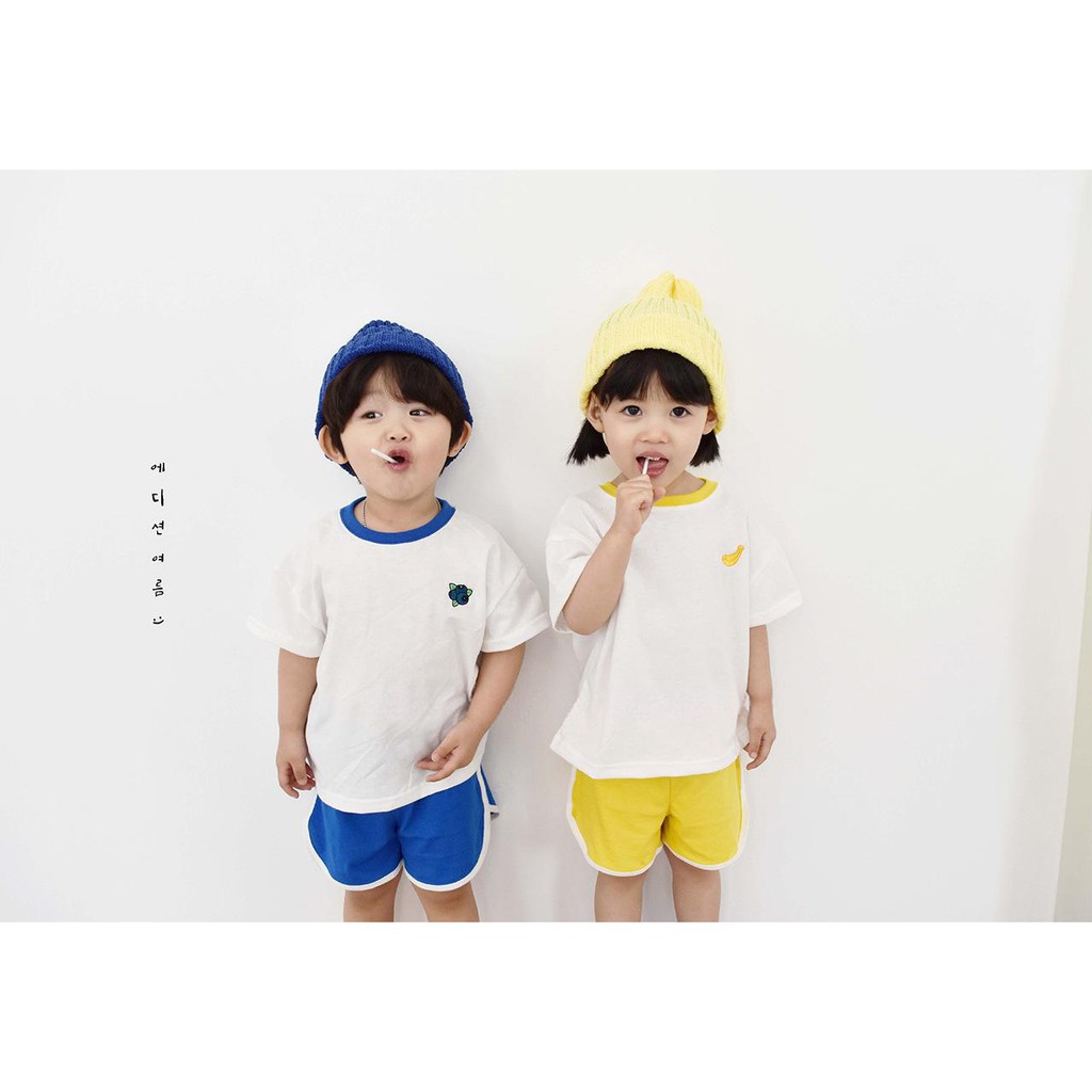 Quần áo trẻ em phong cách Hàn Quốc bộ bé trai bộ bé gái cộc tay chất cotton hàng Xuất Khẩu