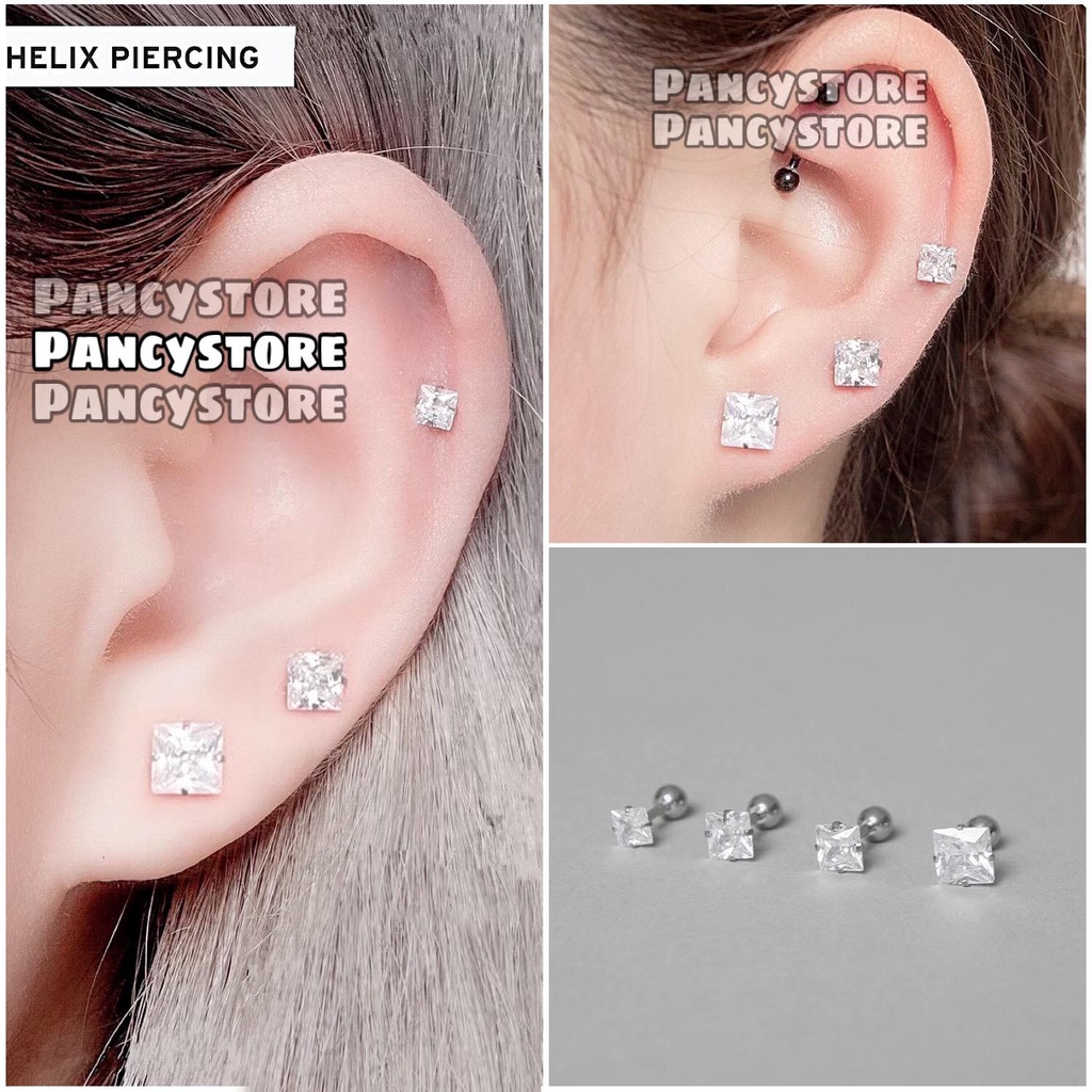 khuyên tai bông tai nam nữ titan đính đá kim lấp lánh nhiều kiểu Unisex không gỉ
