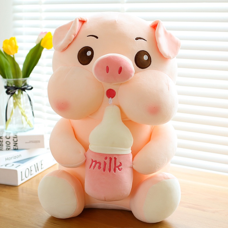 Gấu Bông Heo Ôm Bình Sữa, Heo Milk Nhồi Bông Siêu Cute Đủ Size Hàng Nhập Khẩu