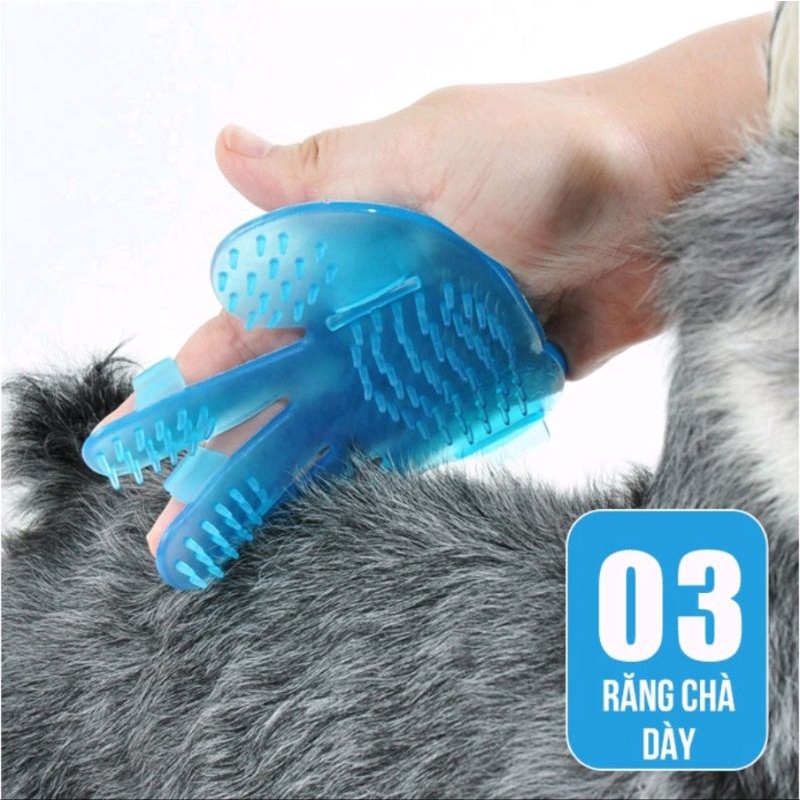 Găng tay chải tắm Massage cho chó mèo ( Màu sắc ngẫu nhiên)