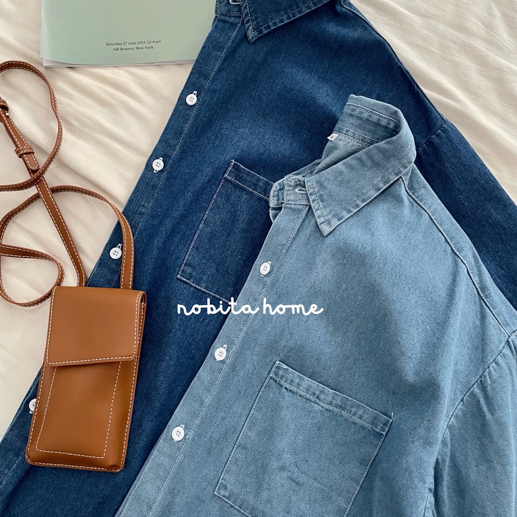 NOOBITA - Sơ mi tay ngắn denim form rộng 7232