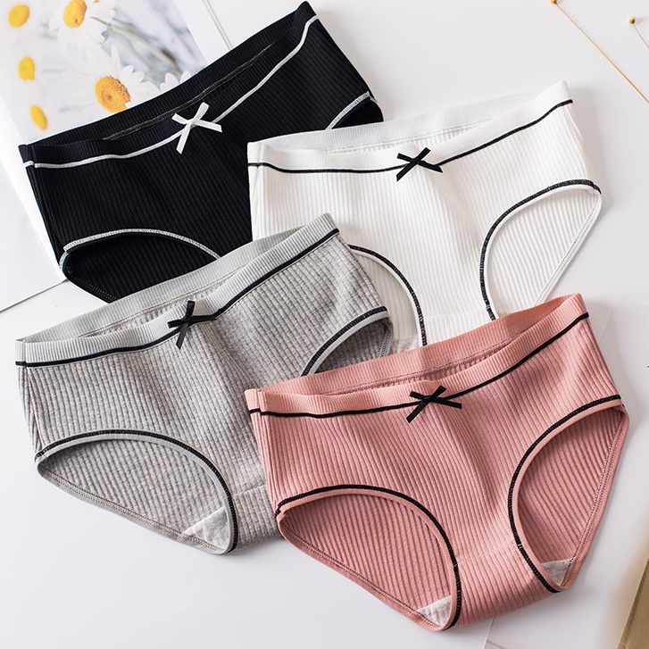 Quần nót nữ vải mềm gân tăm viền đen điệu đà KIMCHIBIKINI quần nhỏ nữ chống viêm thoáng mát QL022