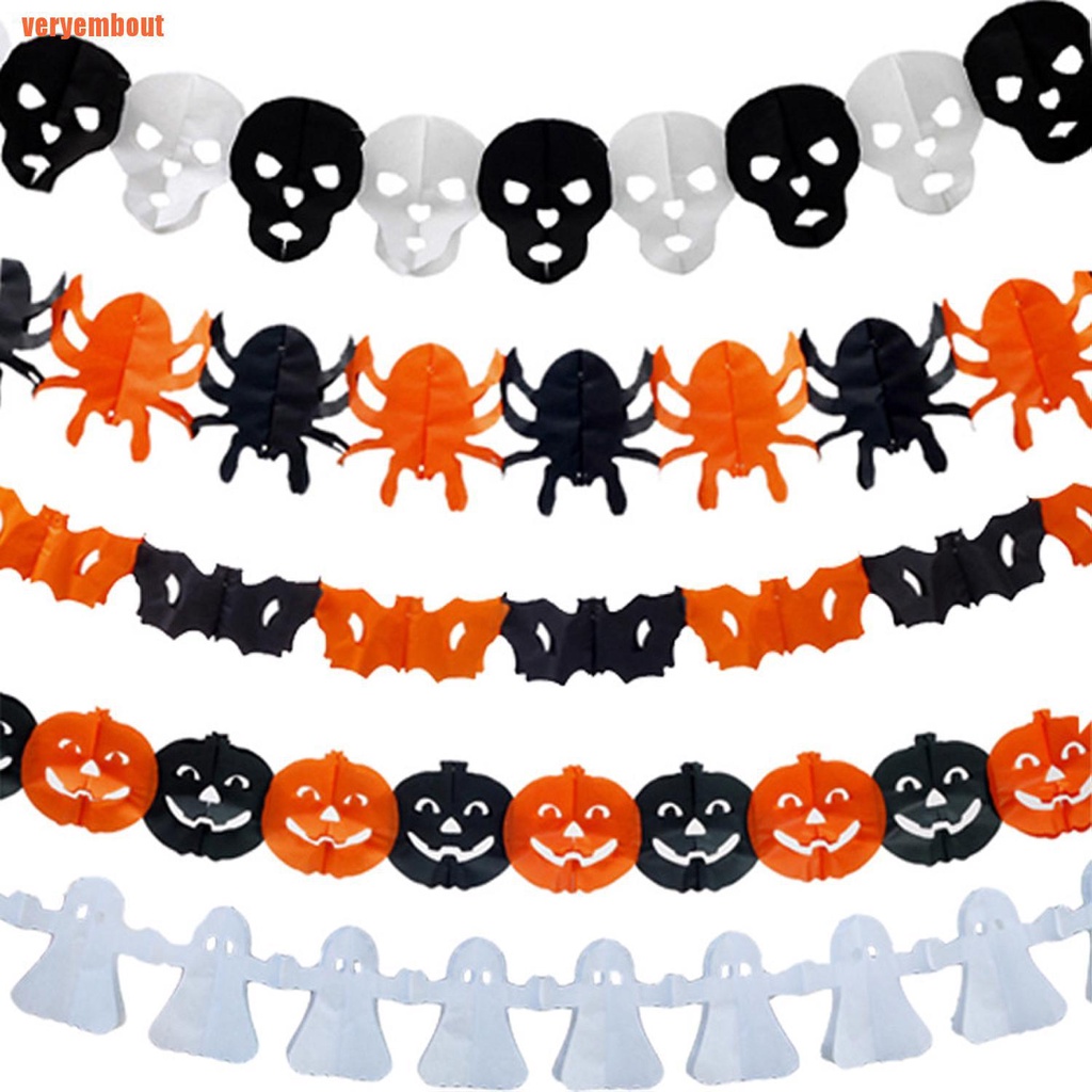 Halloween Paper Chain Garland Decorations pumpkin bat ghost spider Skull