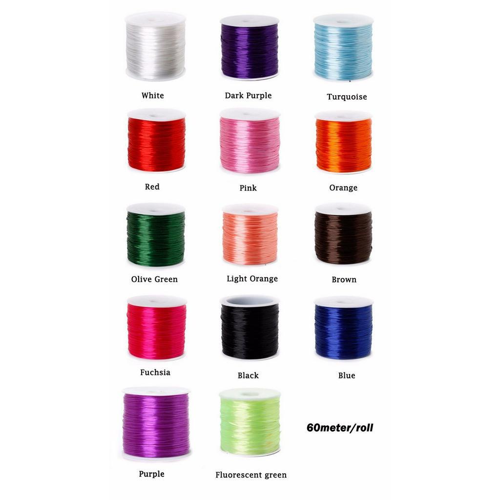 Cuộn dây cao su nylon Beadia co giãn xỏ hạt làm trang sức 14 màu 50m 0.7mm