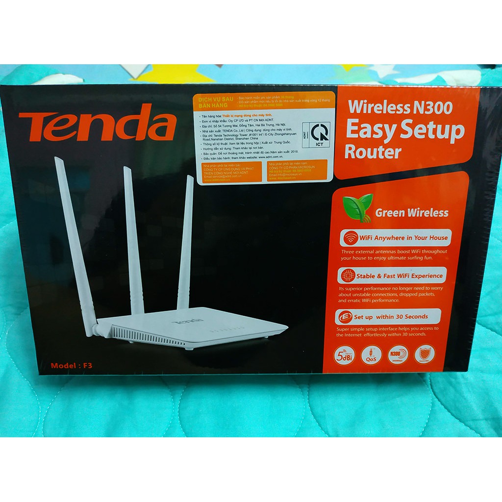 Bộ phát WiFi Tenda F3 3 râu 300Mbps Microsun phân phối