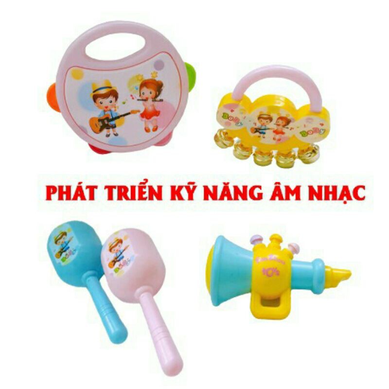 Đồ chơi nhạc cụ 4 món cho bé phát triển kĩ năng âm  nhạc