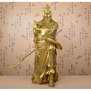 Tượng Quan Công Vân Trường đứng bằng đồng thau màu vàng